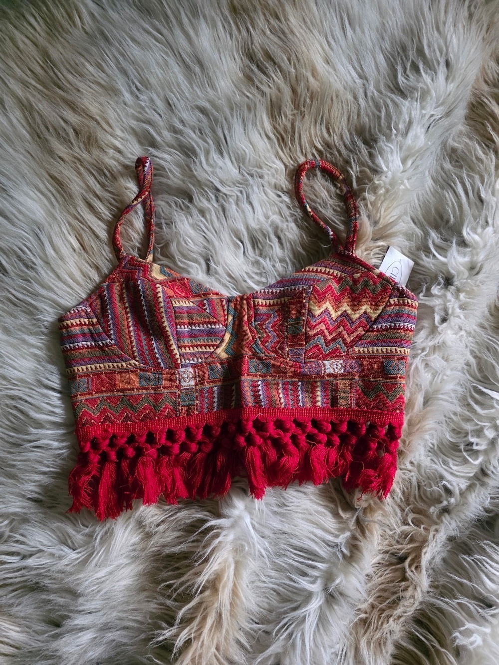 Cider Red Multicolor Cropped Tank Top